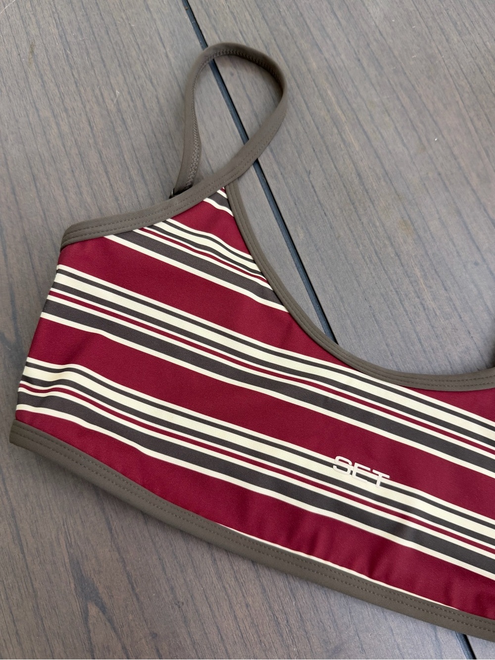 Set Active Sportbody Sporty Stripe Scoop Base Bra Sweet Tea Medium BNWT - Picture 4 of 7